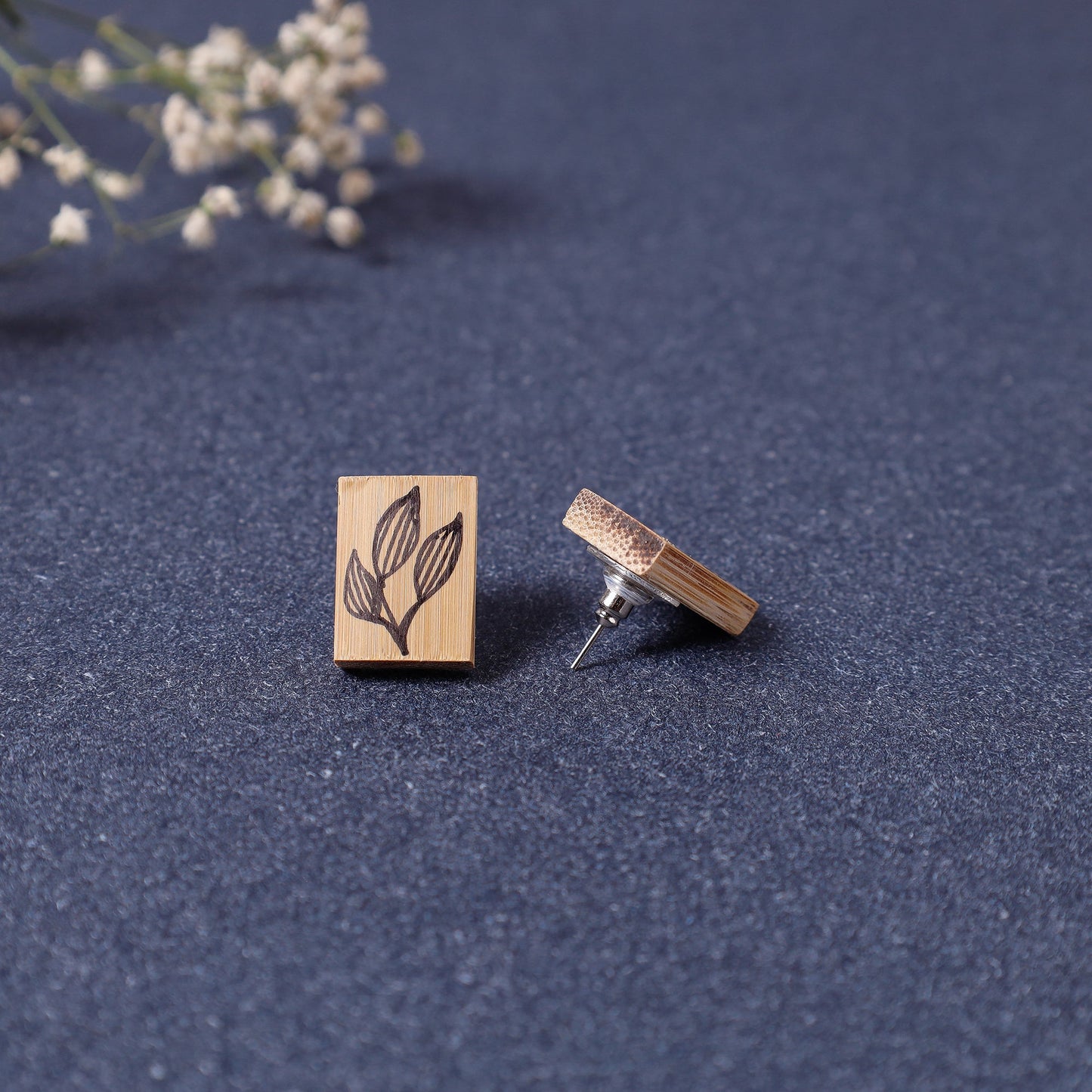 Kerala Hand Painted Bamboo Stud Earrings Online at iTokri.com