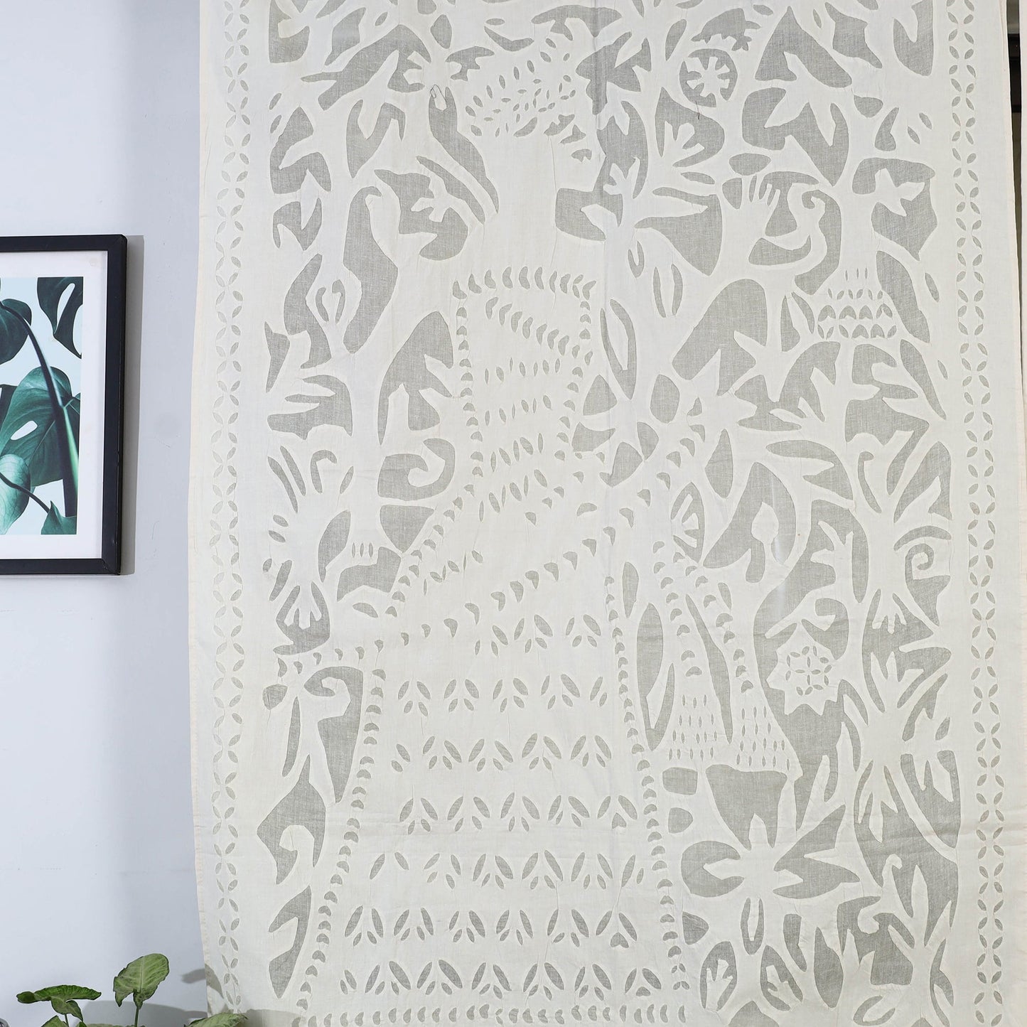 King Cutwork Cotton Barmer Applique Window Curtain