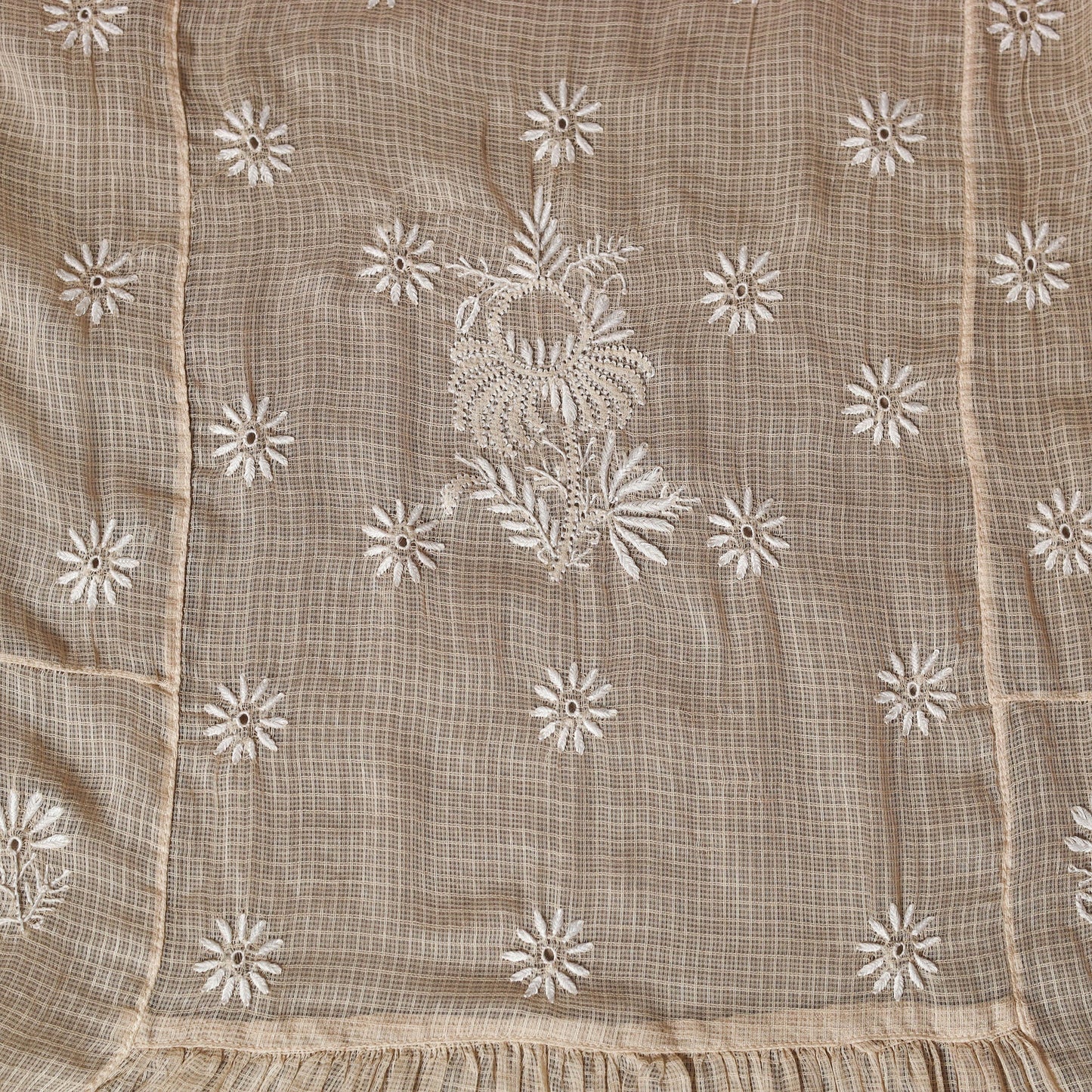 Kota doria chanderi semi stitched chikankari hand