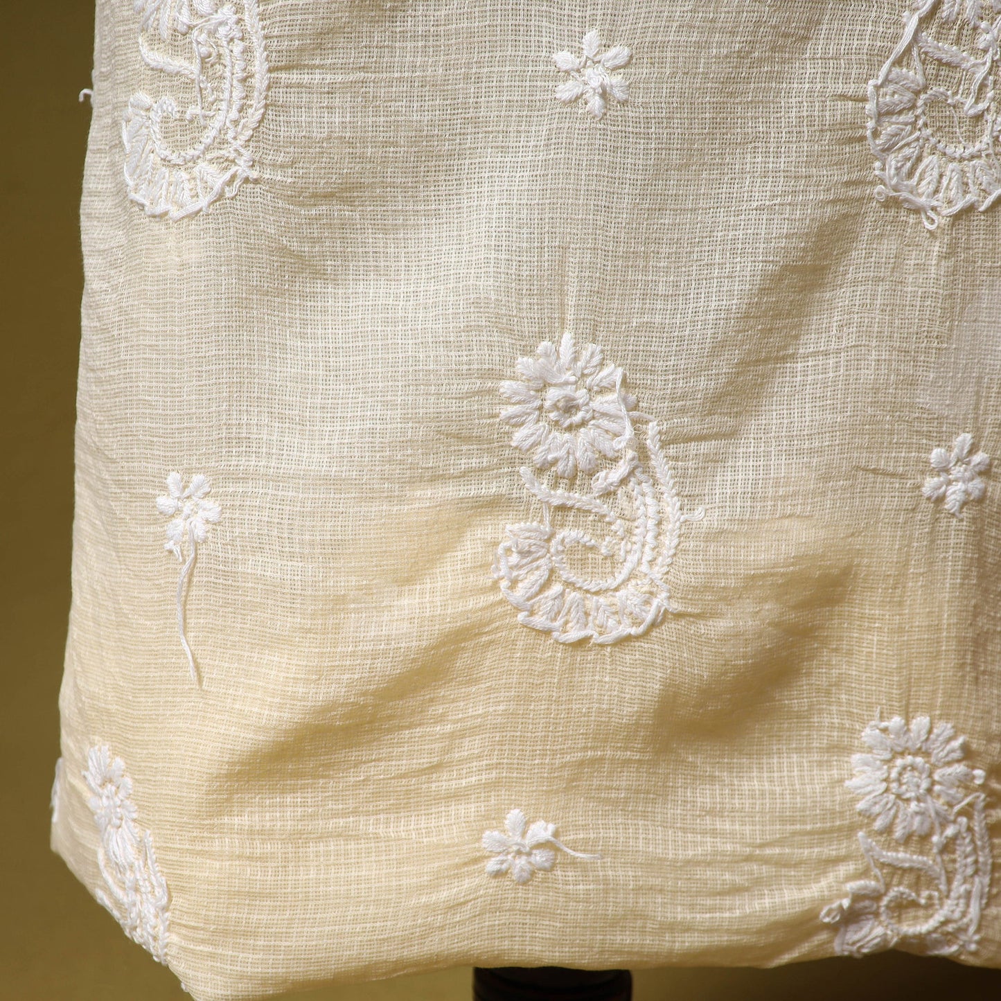 Beige - kota doria cotton lucknow chikankari 2pc unstitched