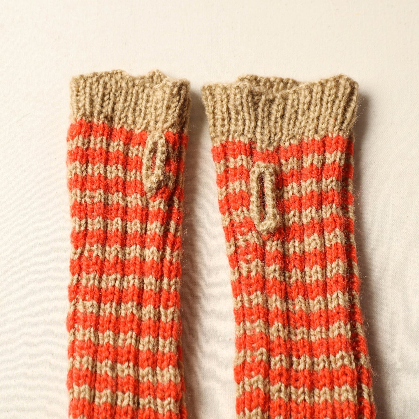 Beige Kumaun Hand Knitted Woolen Hand Warmer