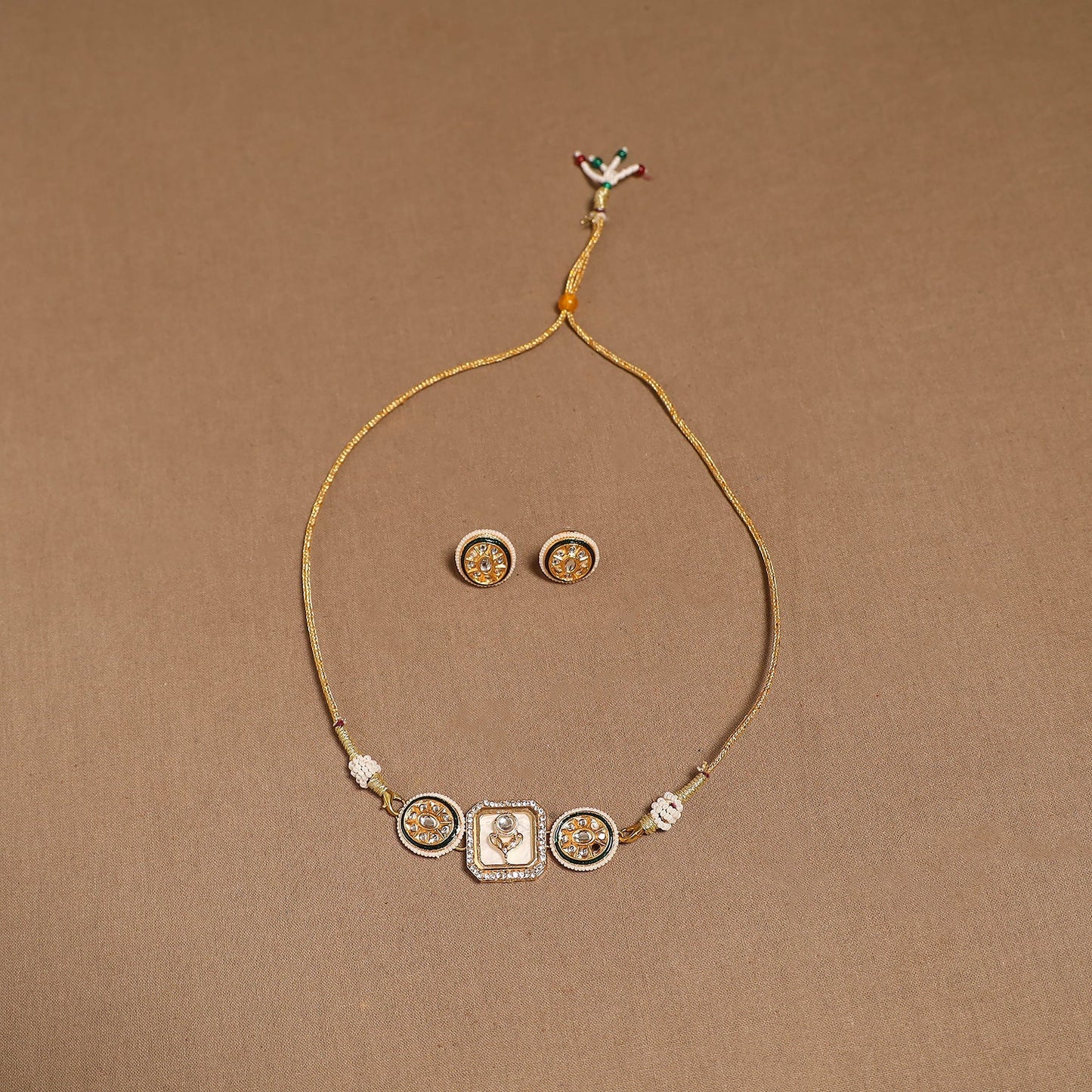 Kundan work choker necklace set 33 - handcrafted