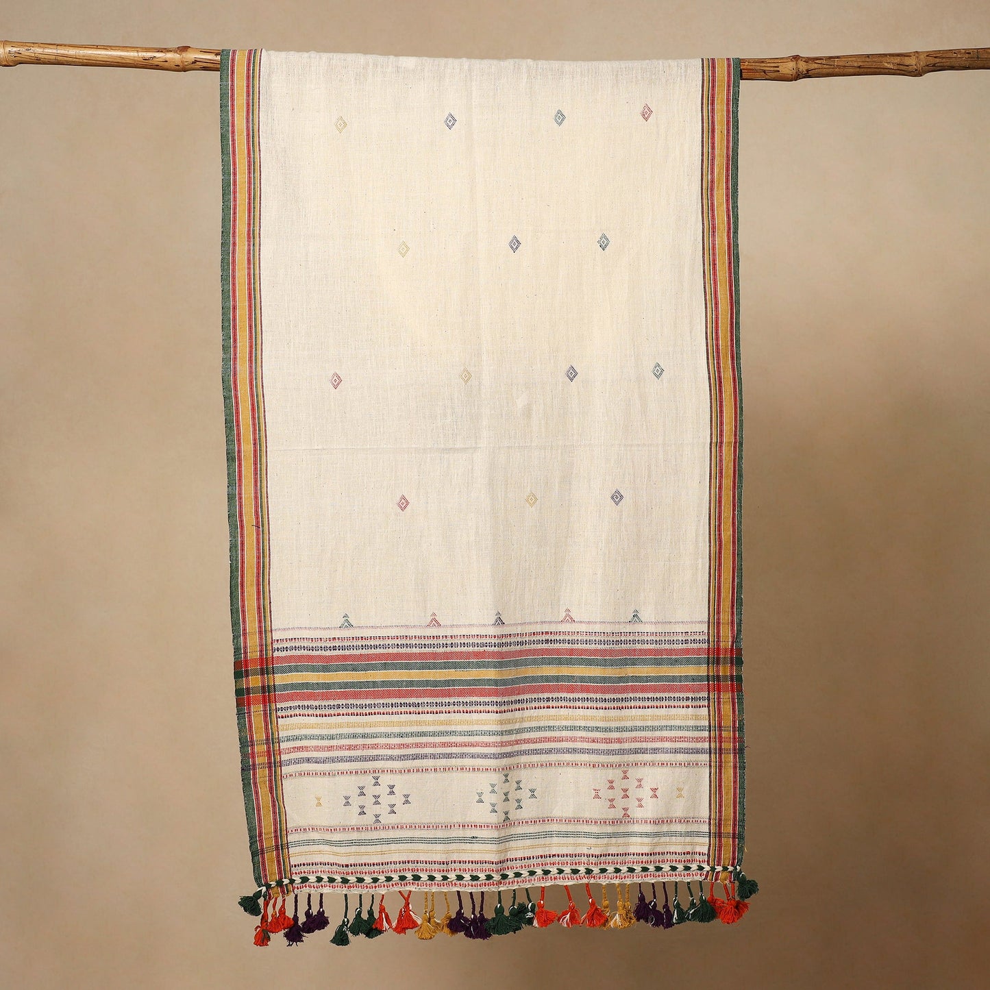 Beige Kutch Bhujodi Handloom Organic Kala Cotton Stole