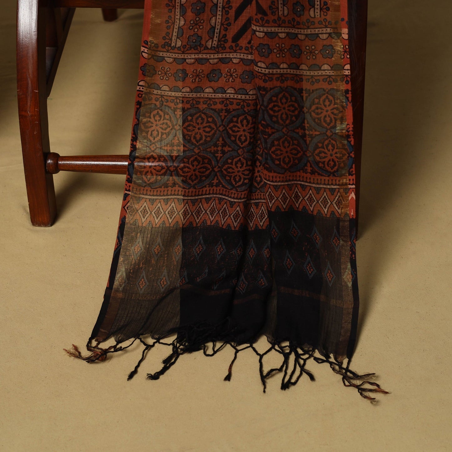 Kutch hand natural dyed 3pc unstitched dress material 14