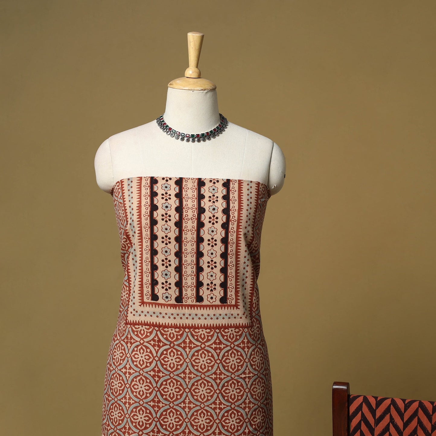 Kutch hand natural dyed 3pc unstitched dress material 14