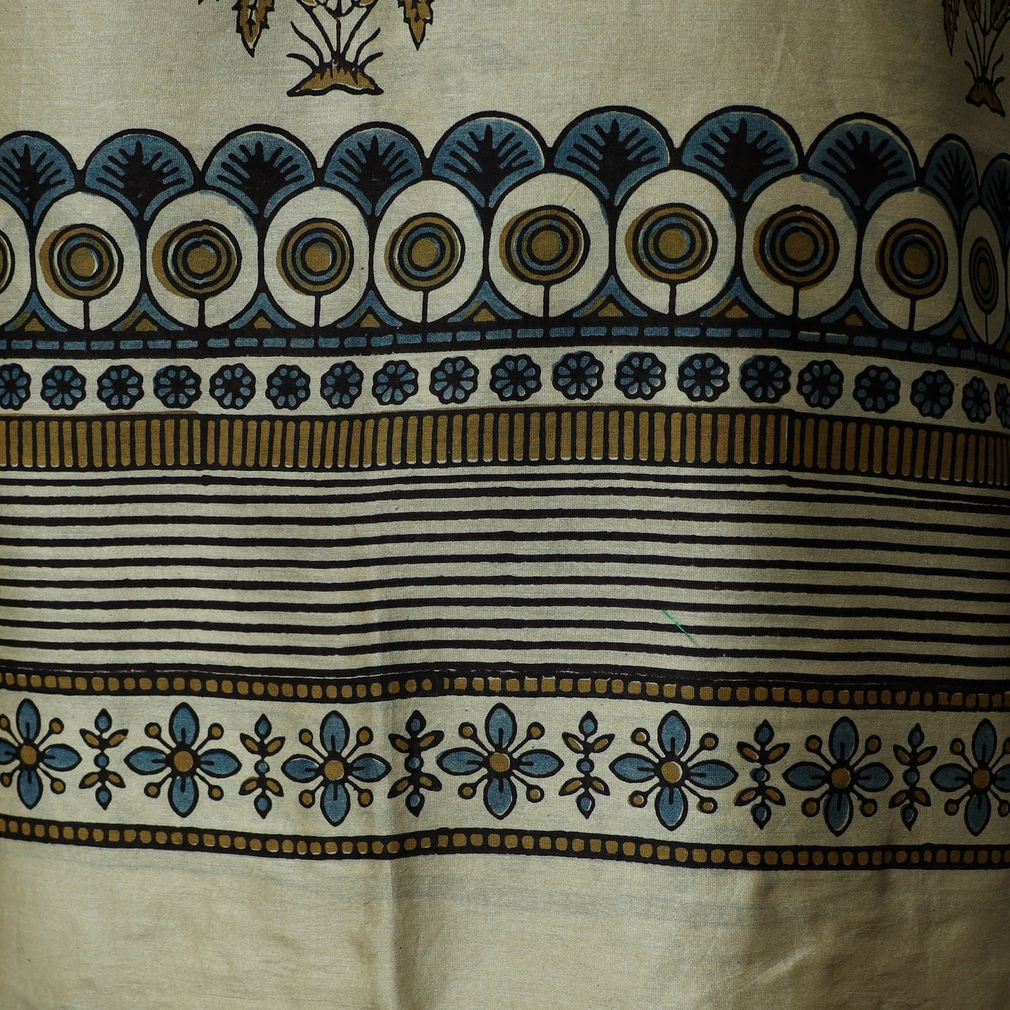 Kutch hand block ajrakh print natural dyed chanderi silk