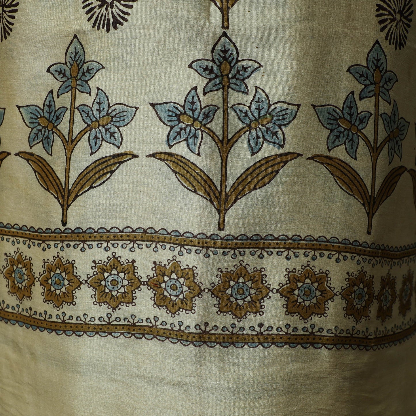 Kutch hand block ajrakh print natural dyed chanderi silk