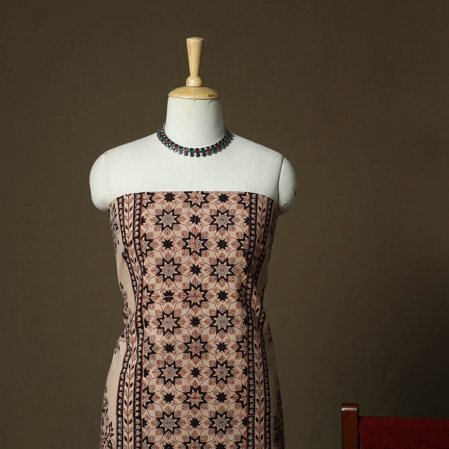 Kutch hand block ajrakh print natural dyed cotton 3pc