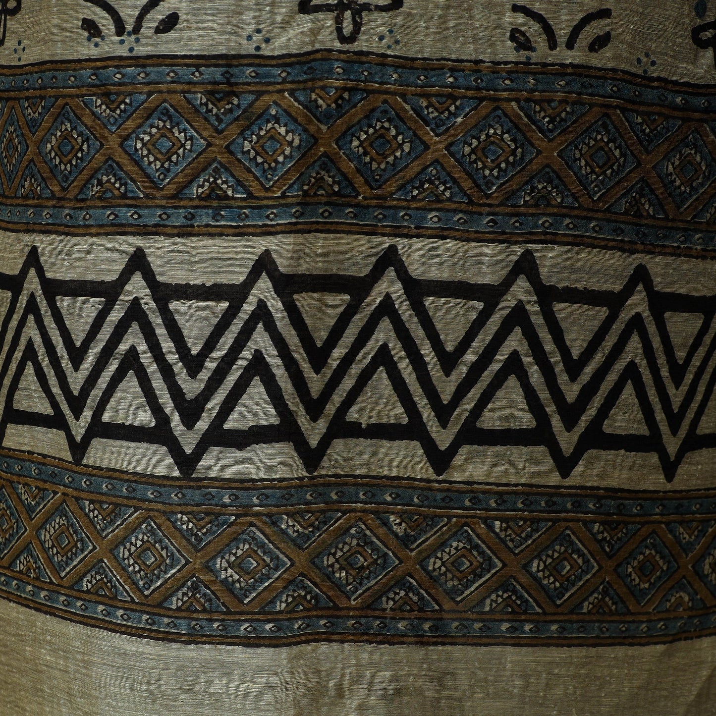 Kutch hand block ajrakh print natural dyed linen 2pc