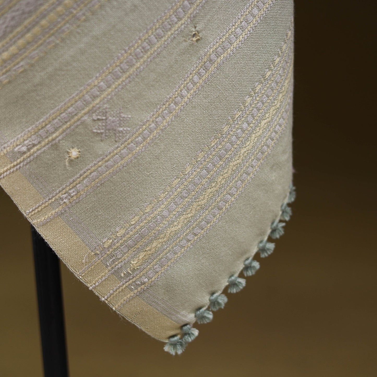 Beige - kutch bhujodi handwoven mirror work acrylic wool