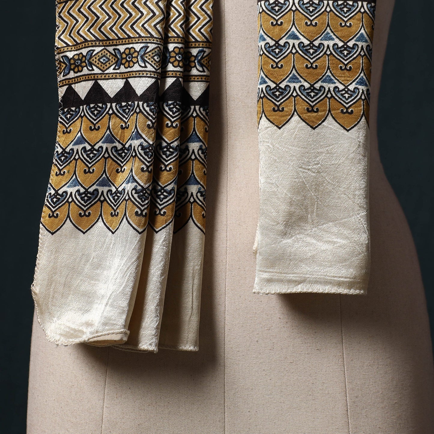 Kutch printed mashru silk stole 13 - handcrafted