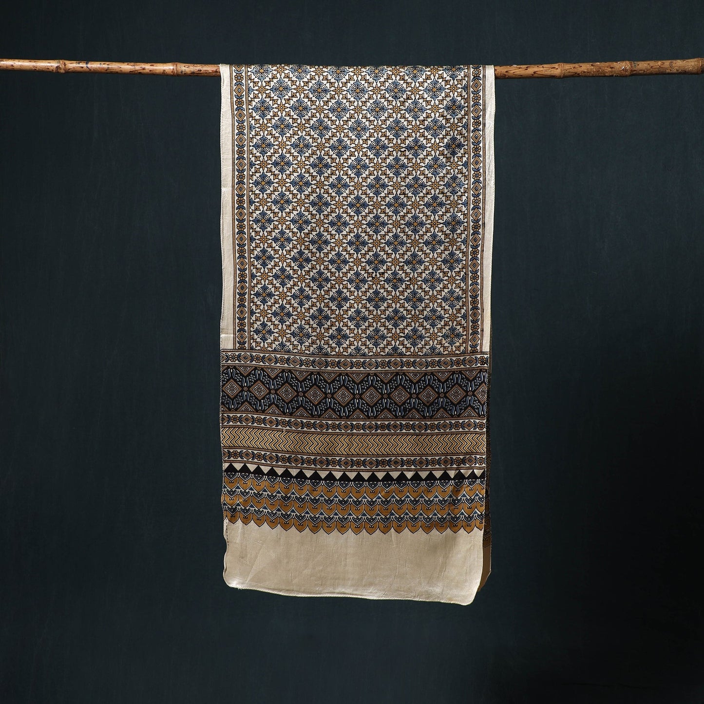 Kutch printed mashru silk stole 13 - handcrafted