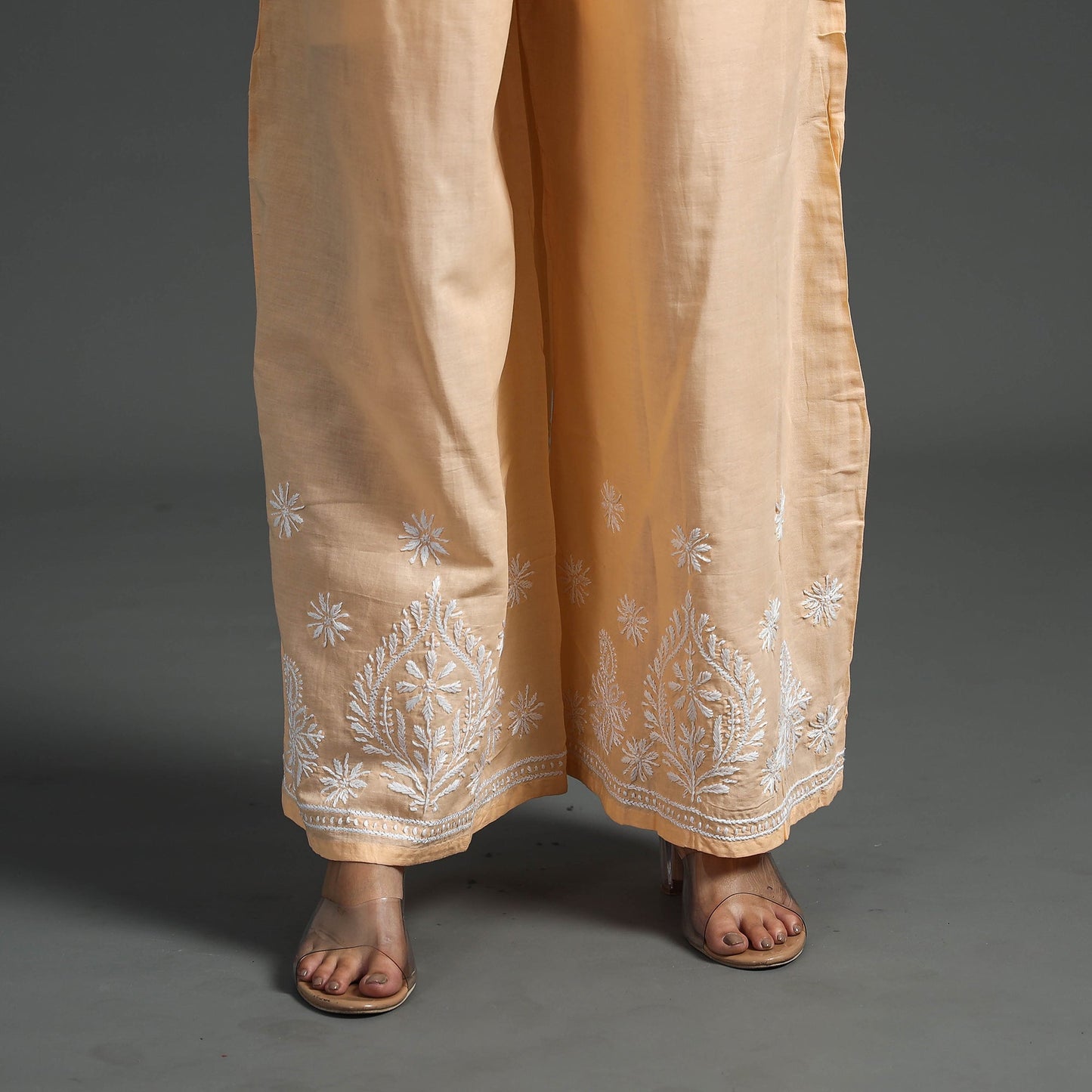 Lucknow Chikankari Hand Embroidery Cotton Palazzo Online at iTokri.com