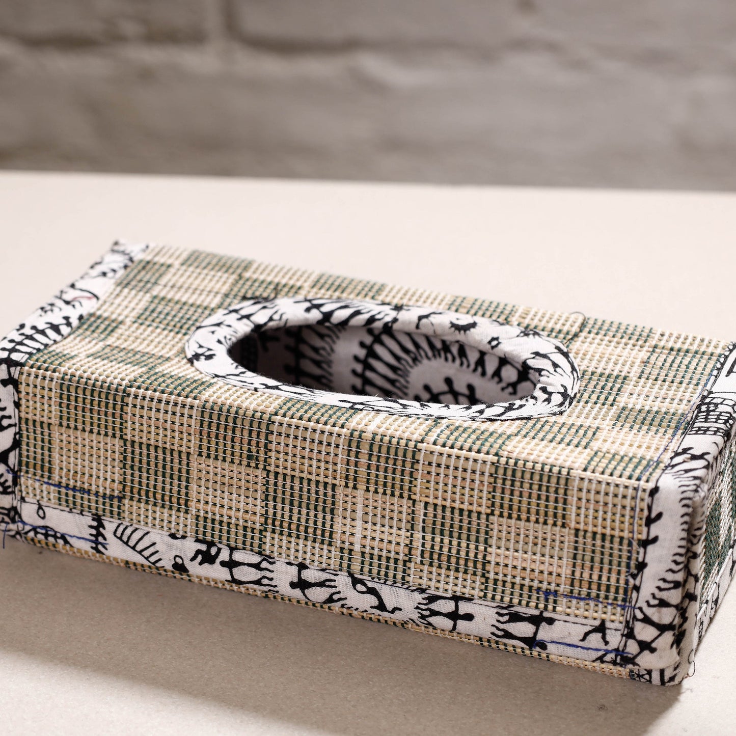 Beige Madur Grass Door Tissue Box of Midnapore