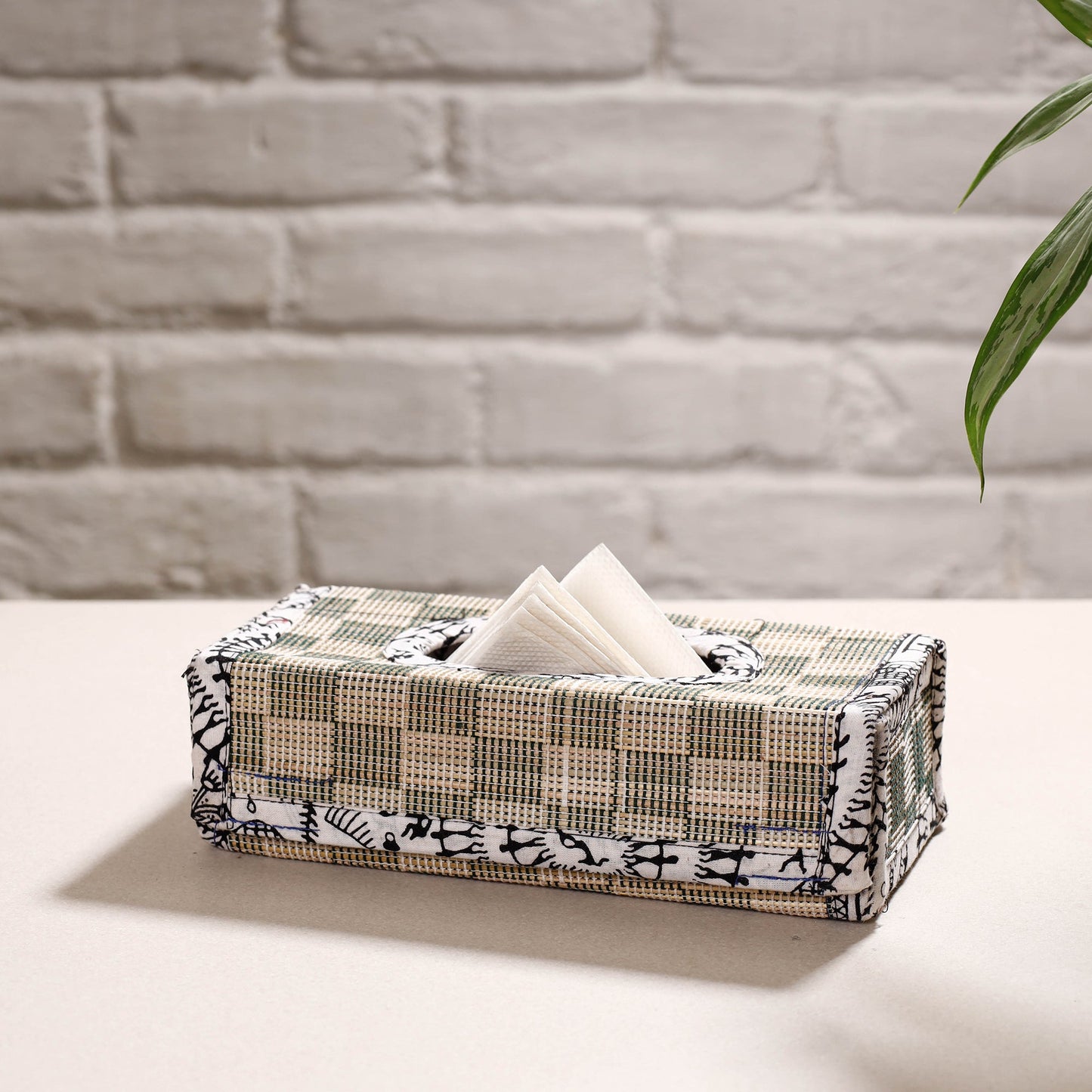 Beige Madur Grass Door Tissue Box of Midnapore