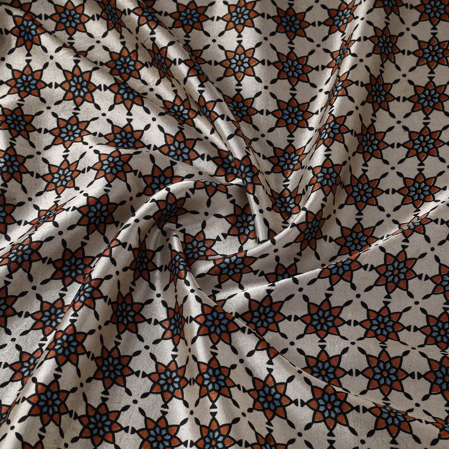 Mashru silk natural dyed fabric 02 - handcrafted