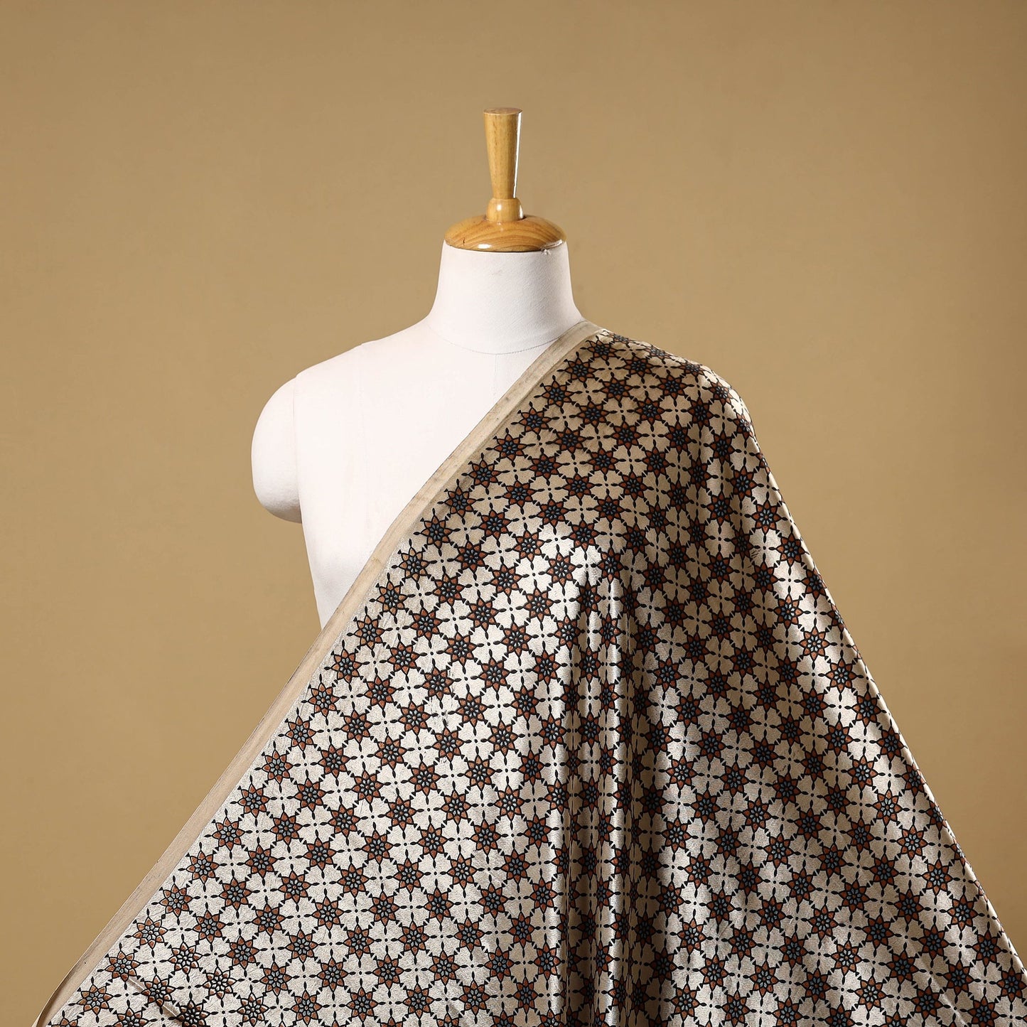 Mashru silk natural dyed fabric 02 - handcrafted