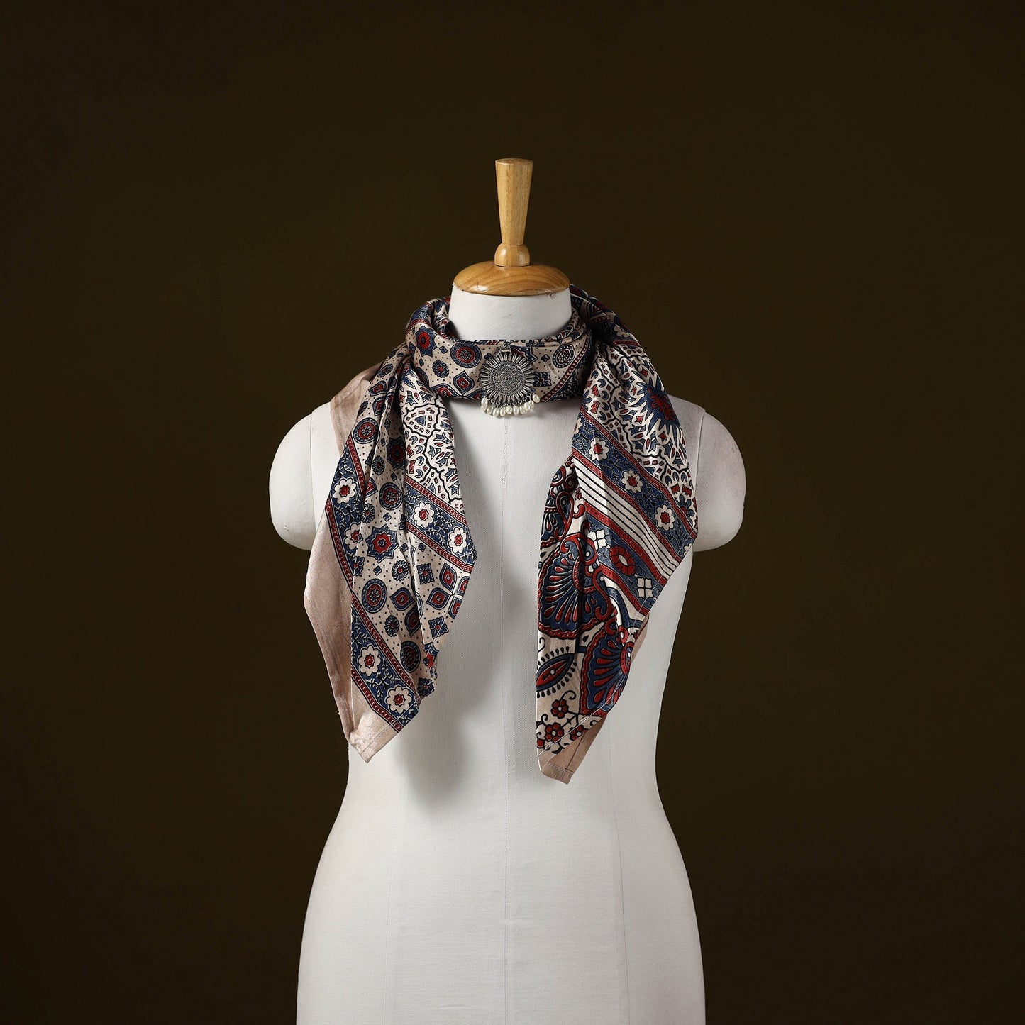 Modal silk pendant necklace scarf 25 - handcrafted