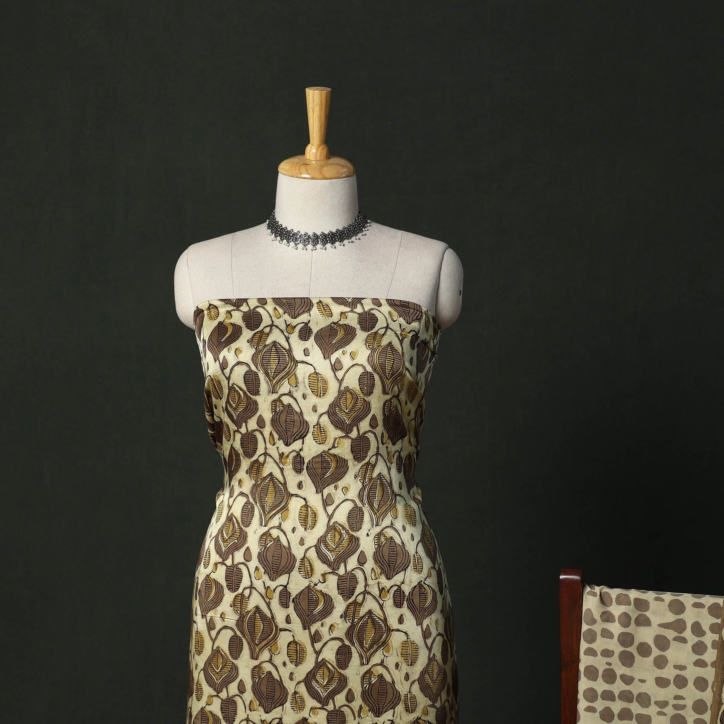 Modal silk hand block bagru print 3pc unstitched dress