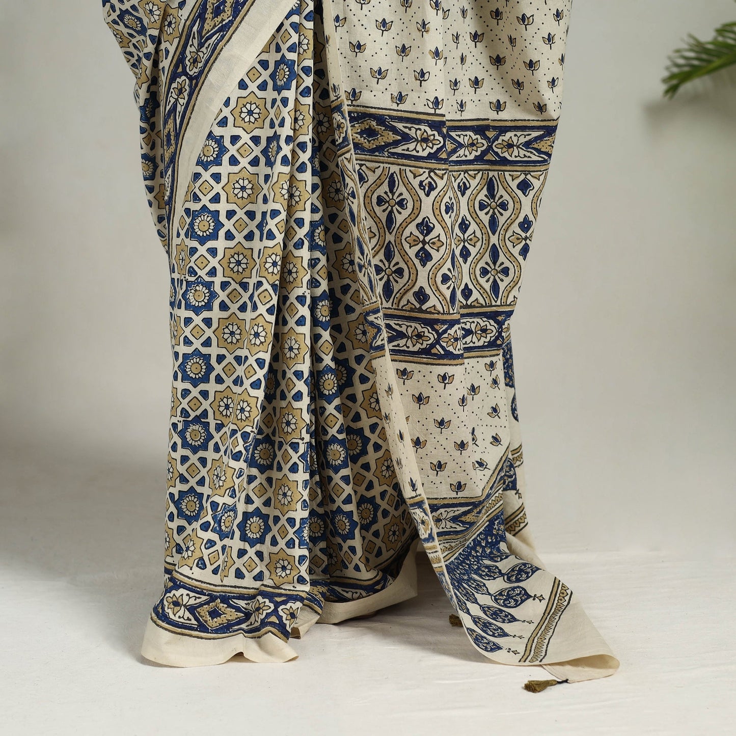 Multicolor - Mul Cotton Block Print Ajrakh Saree 06