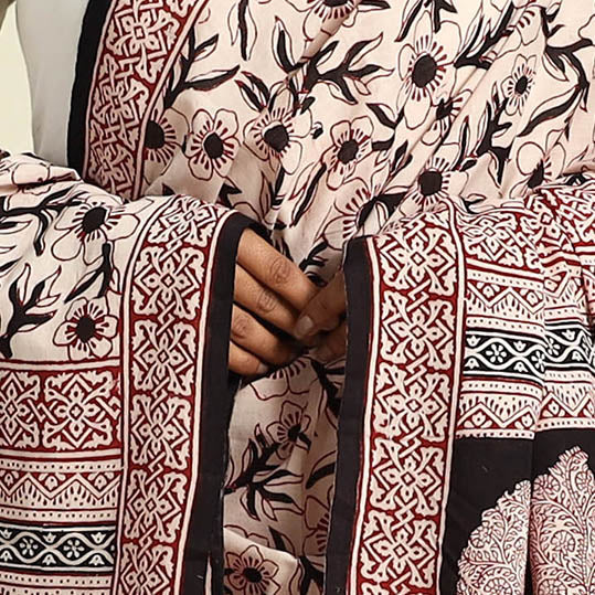 Beige Natural Dye Mul Cotton Bagh Print Dupatta