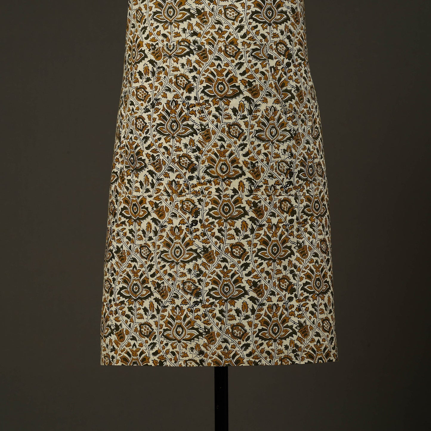 Beige Bagru Block Print Cotton Apron with Pocket