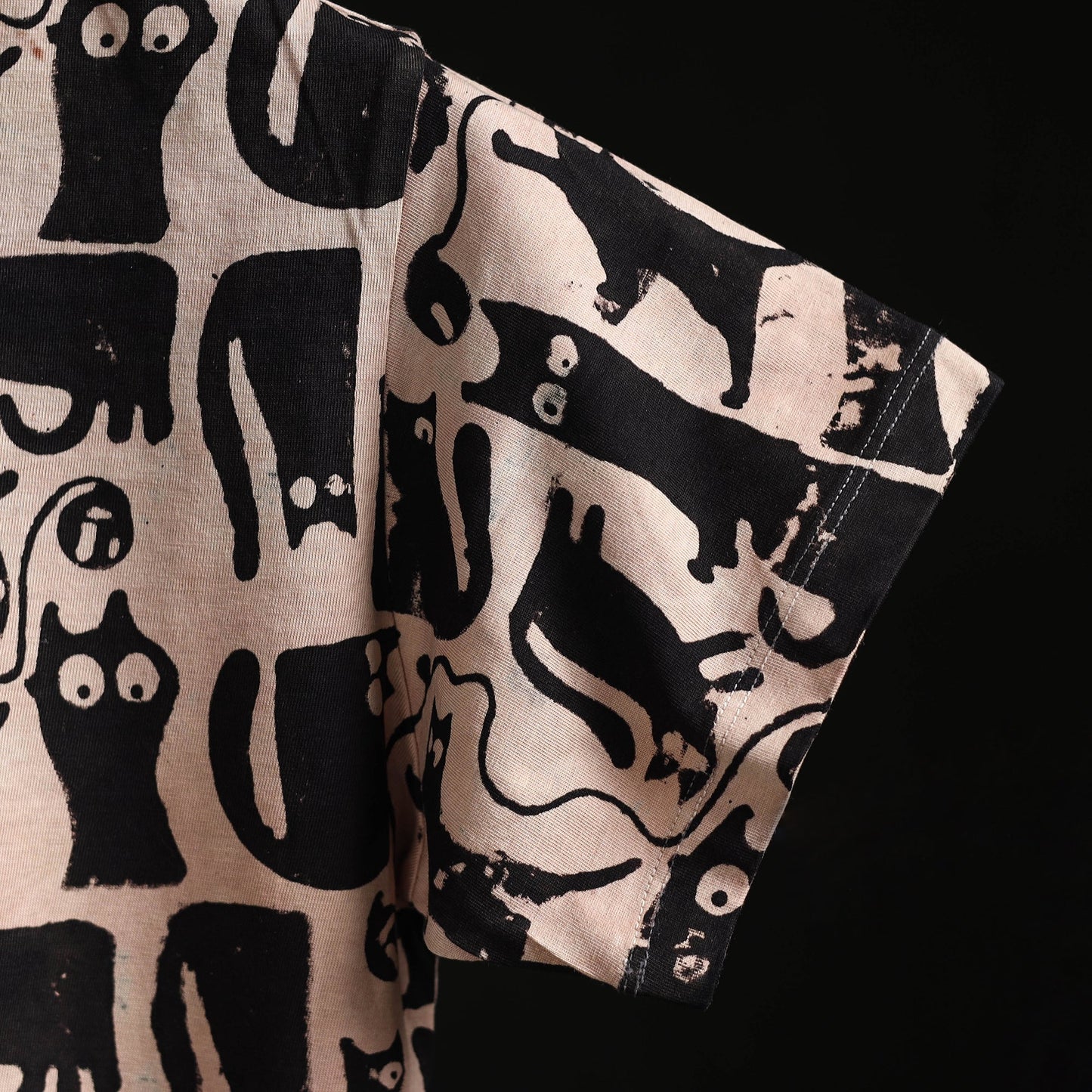 Natural dyed bindaas block art printed cotton v neck