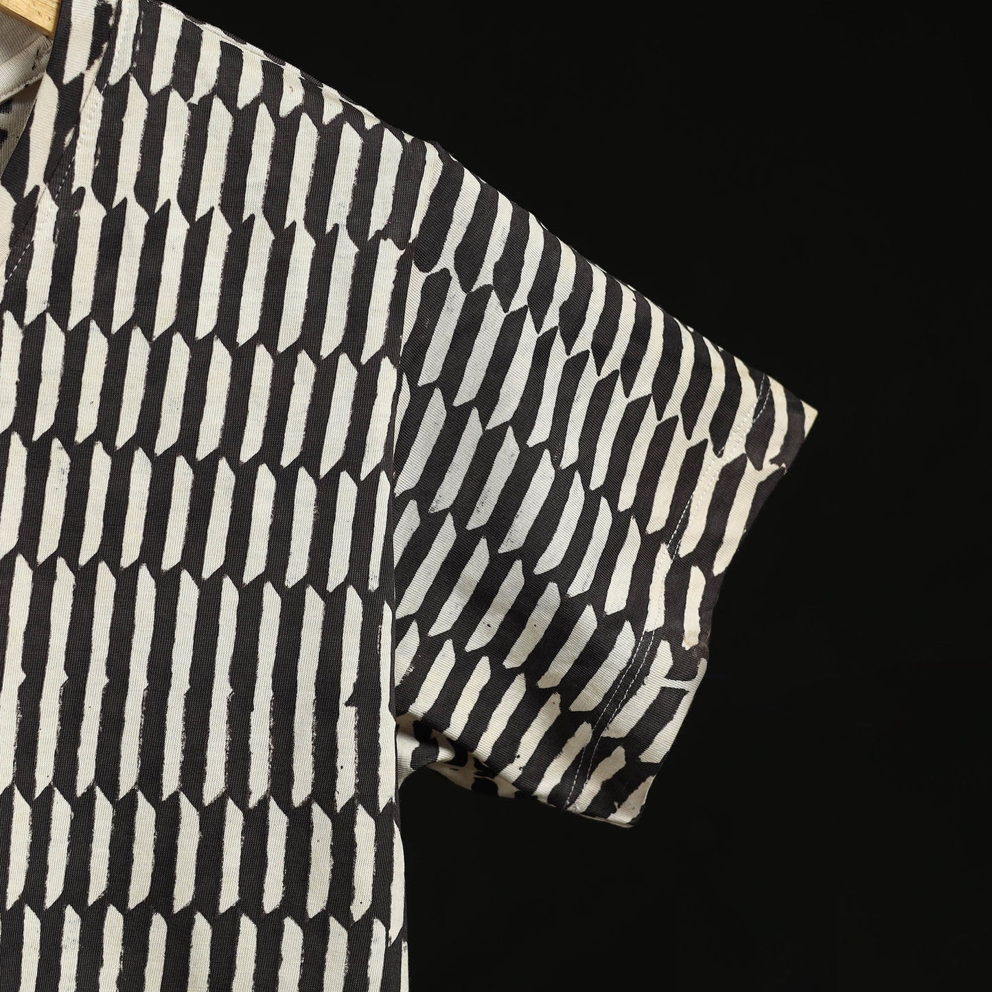 Natural dyed bindaas block art printed cotton v neck