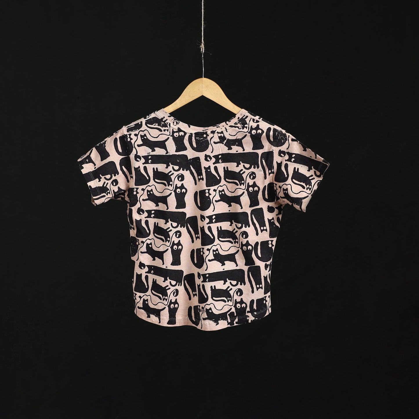 Natural dyed bindaas block art printed cotton v neck