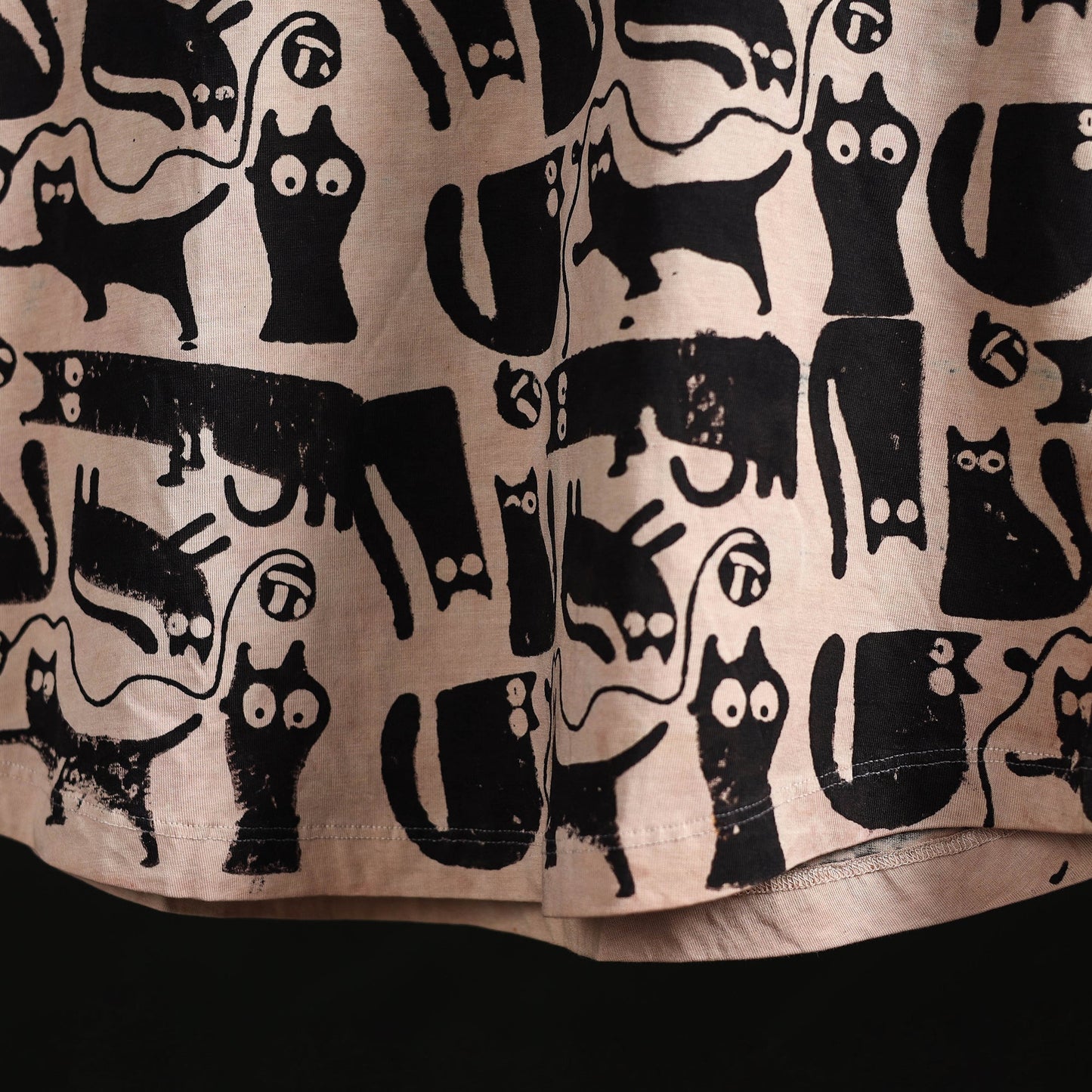 Natural dyed bindaas block art printed cotton v neck