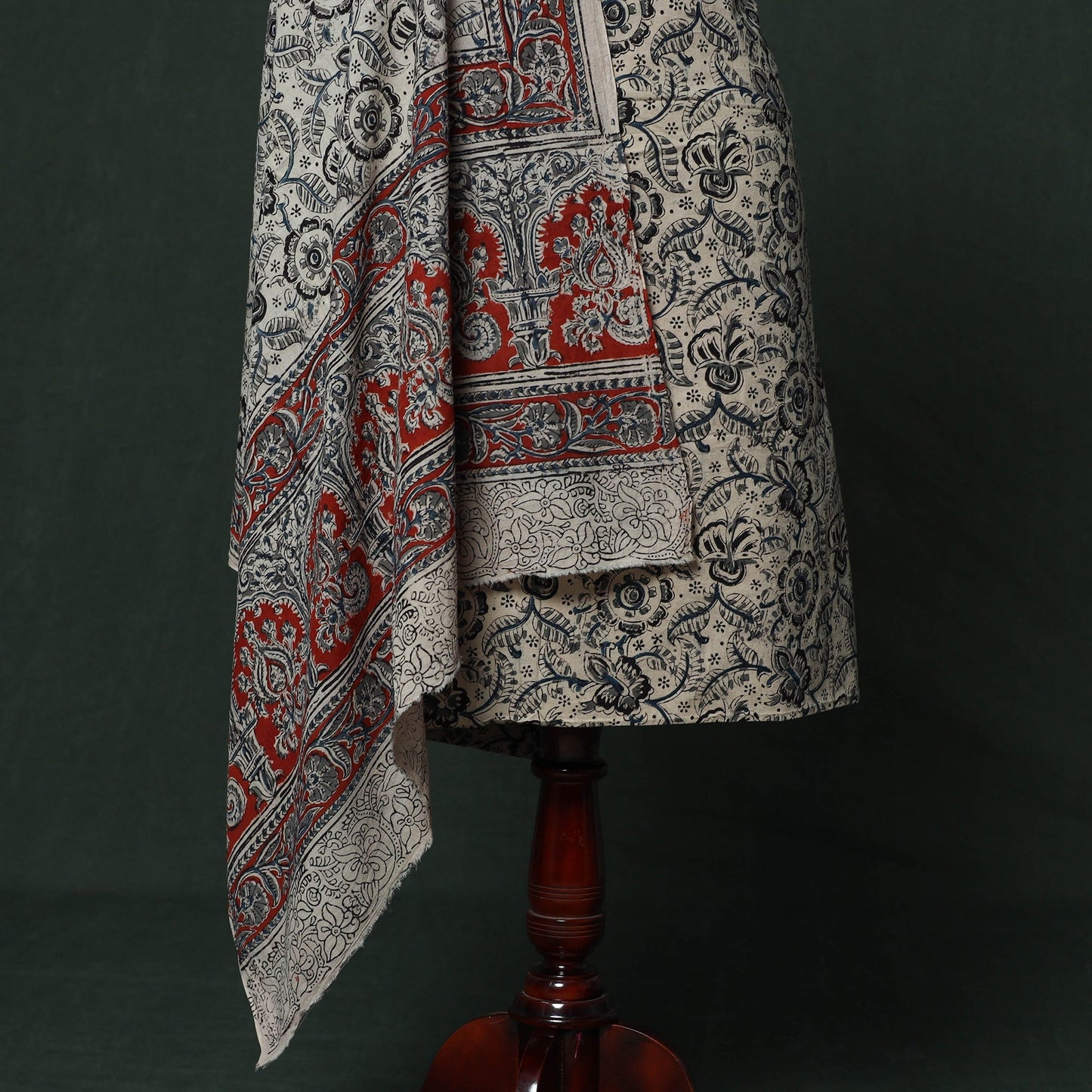 Natural dyed block print cotton pedana kalamkari 2pc