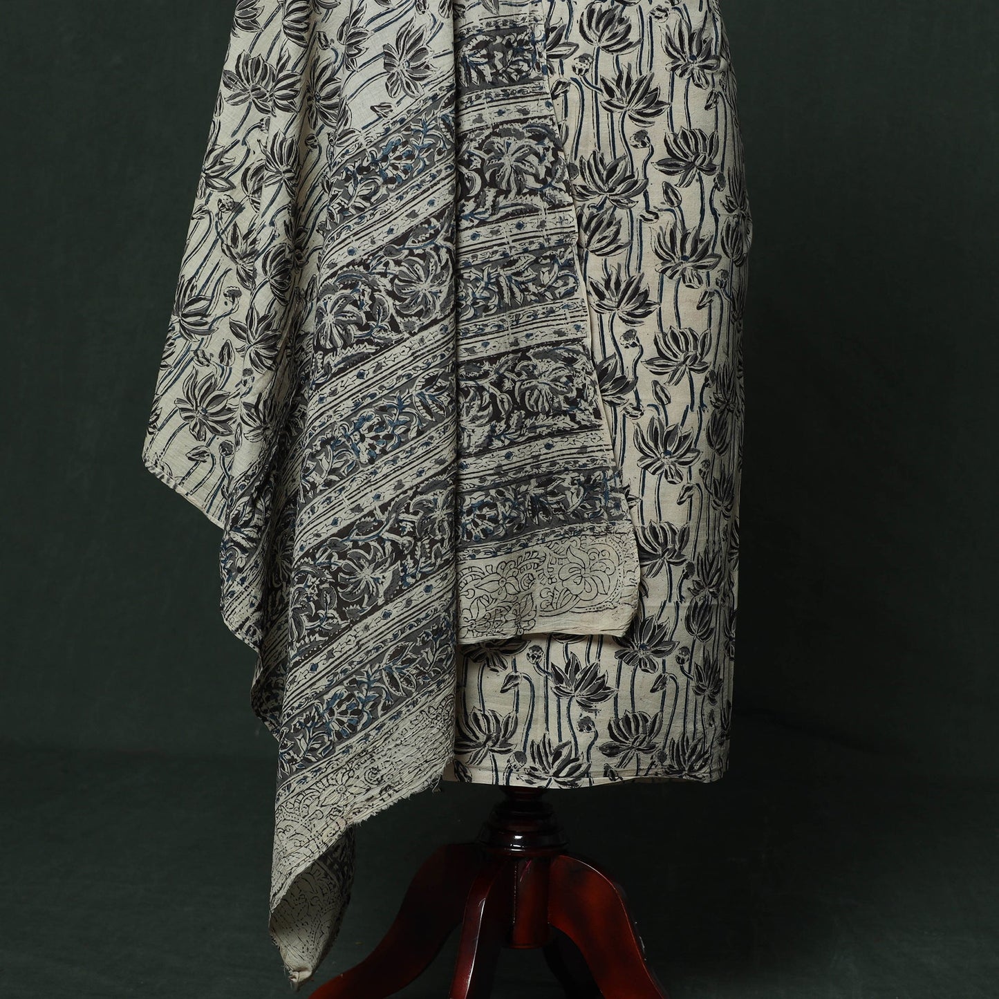 Natural dyed block print cotton pedana kalamkari 2pc