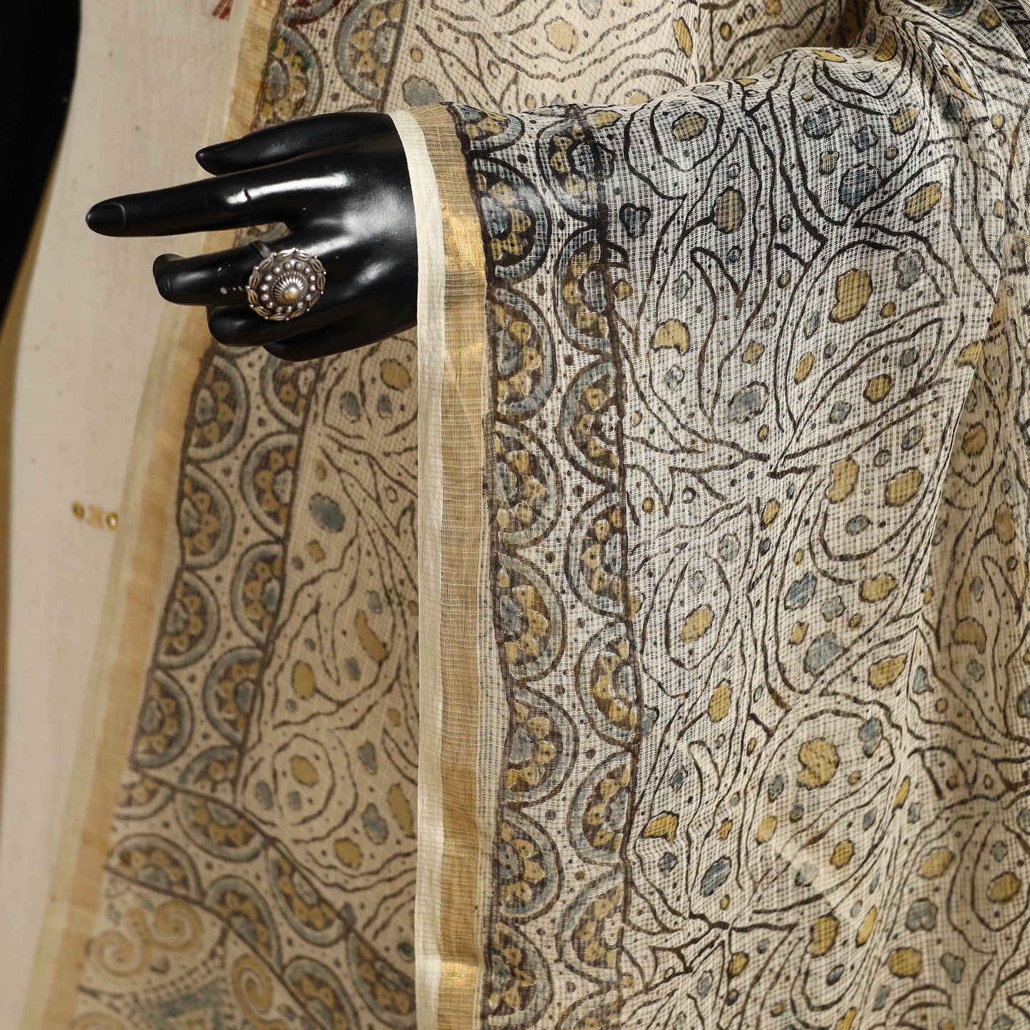 Beige - natural dyed kota doria cotton dupatta 11