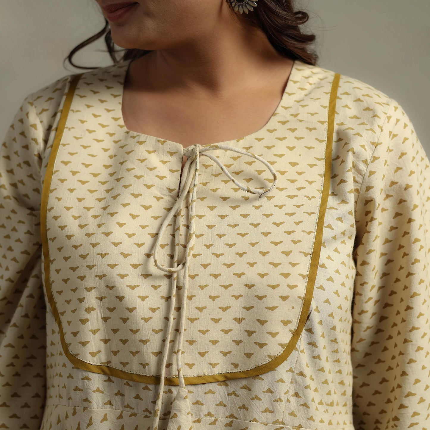 Natural dyed cotton flared dress 12 - handcrafted