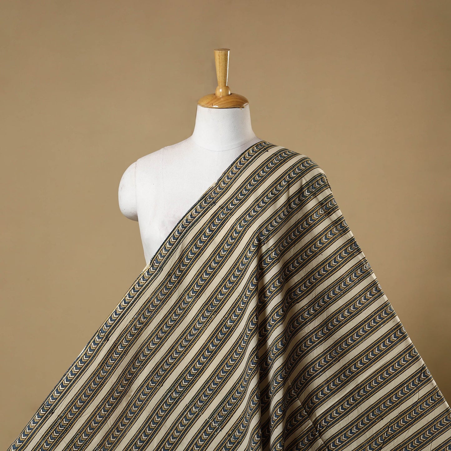 Beige - natural dyed cotton hand fabric 02 - handcrafted