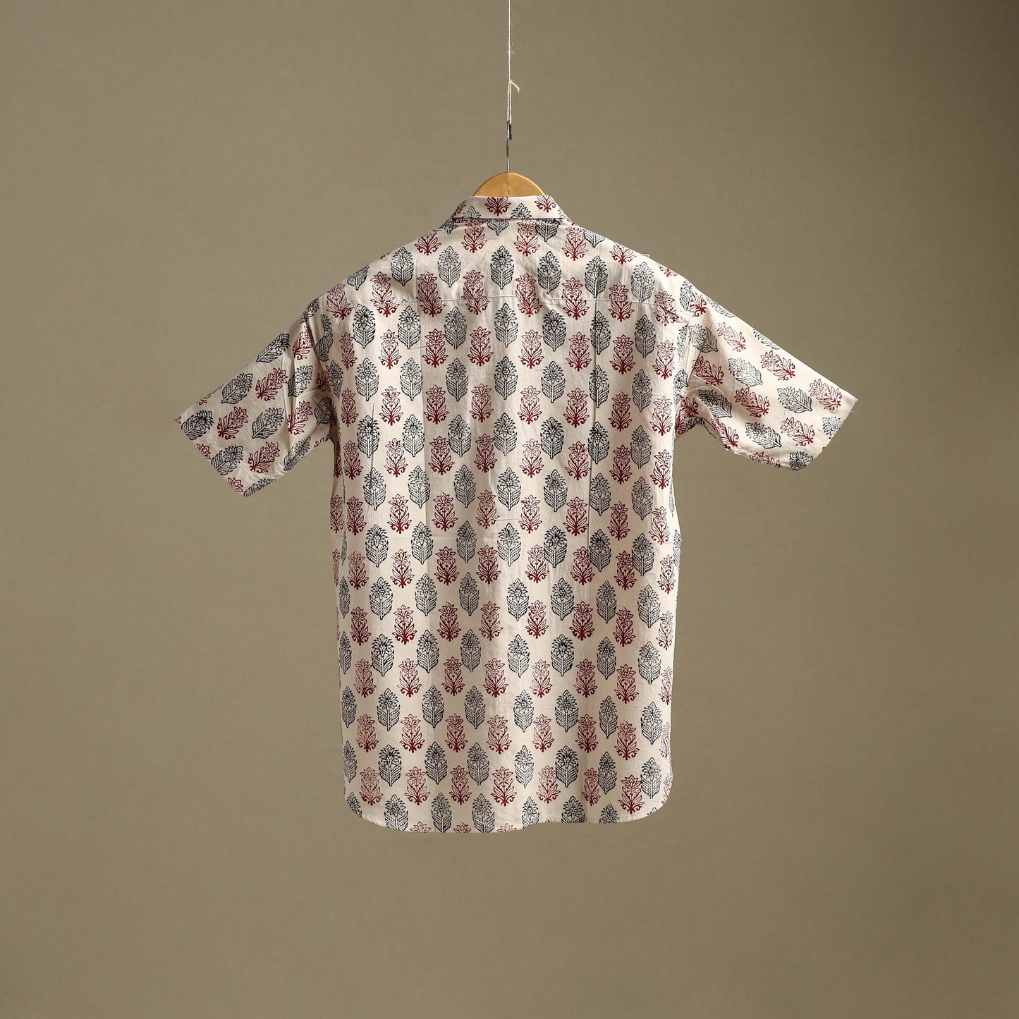 Natural dyed cotton men half sleeve hand bagh shirt 04