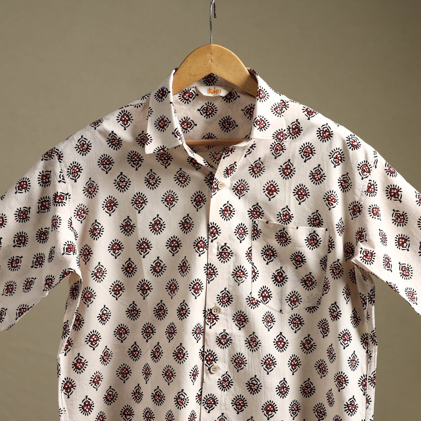 Natural dyed cotton men half sleeve hand bagh shirt 03