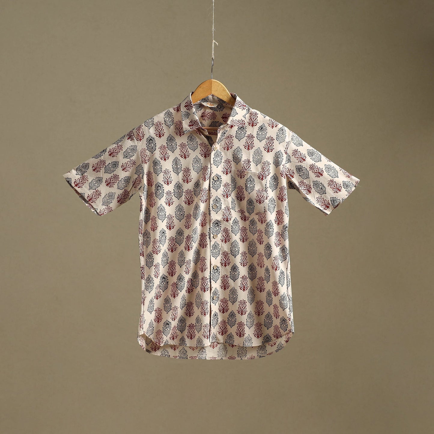 Natural dyed cotton men half sleeve hand bagh shirt 04