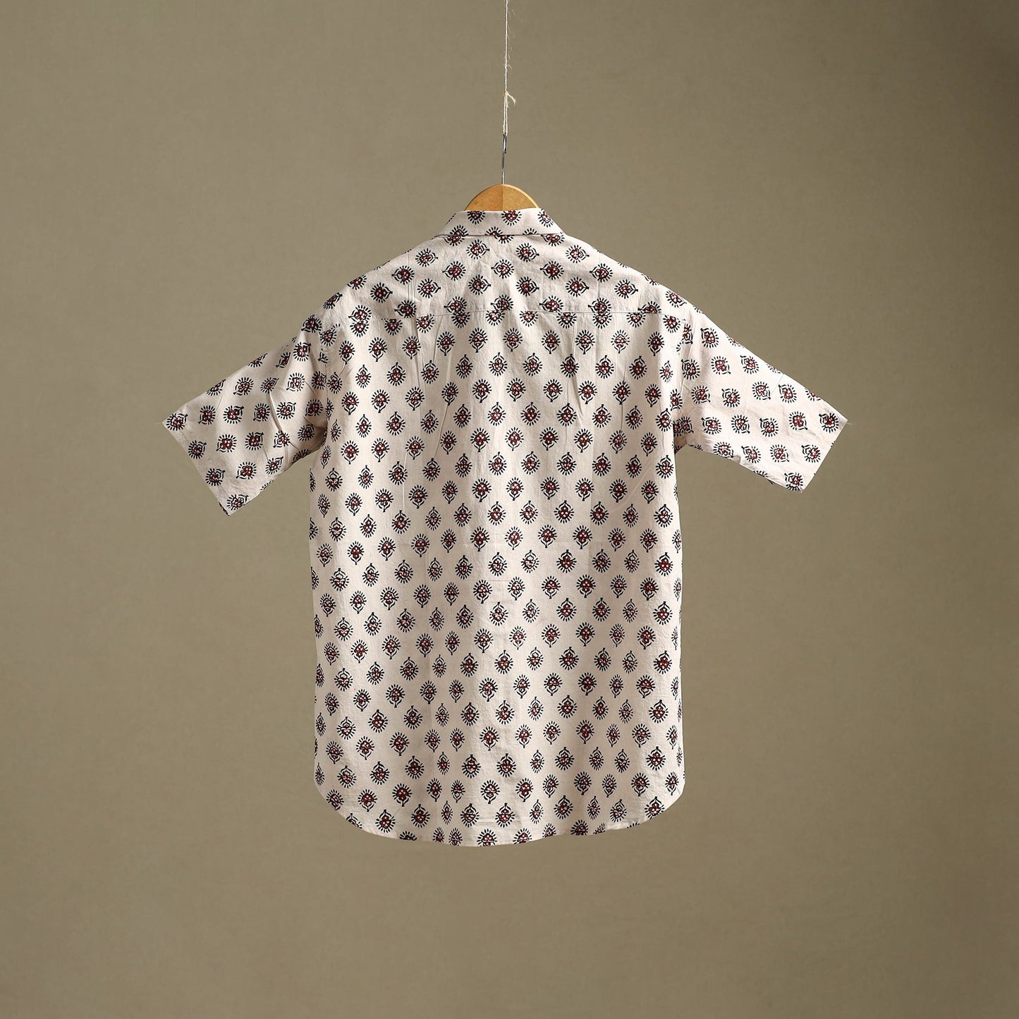 Natural dyed cotton men half sleeve hand bagh shirt 03