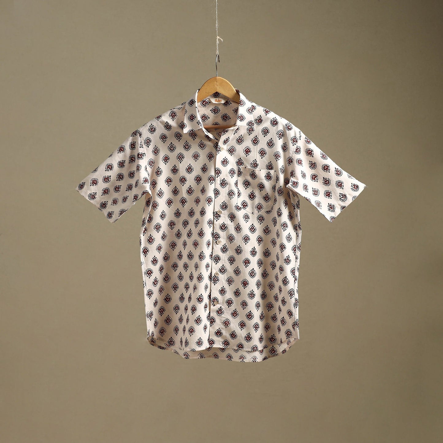 Natural dyed cotton men half sleeve hand bagh shirt 03