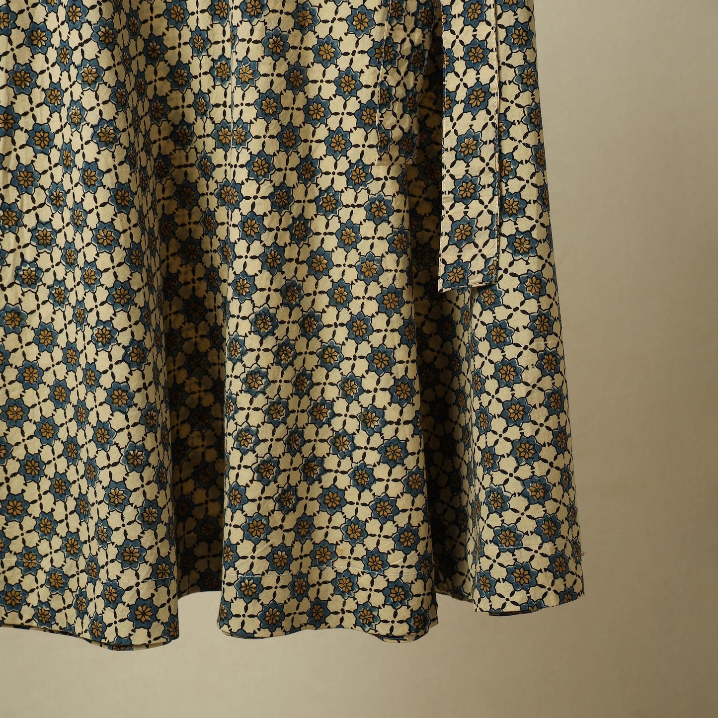 Beige - cotton wrap around skirt 43 - handcrafted