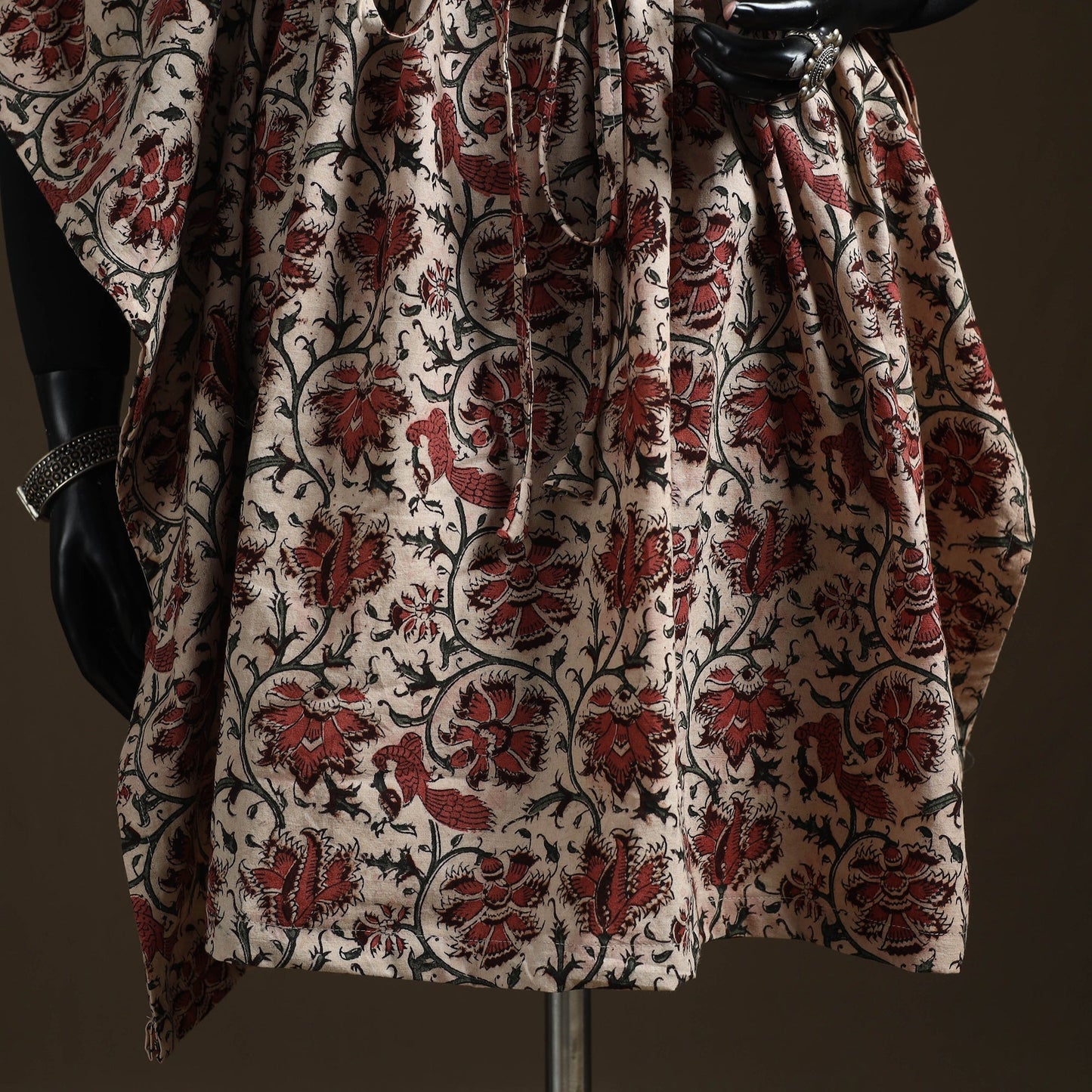 Natural dyed hand block kalamkari print cotton kaftan