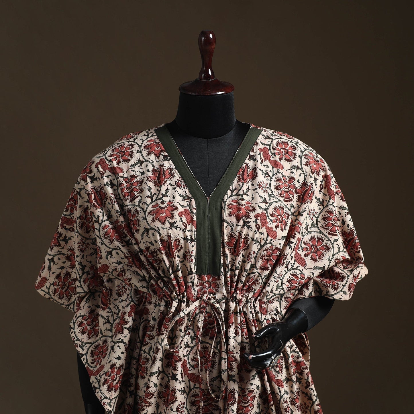 Natural dyed hand block kalamkari print cotton kaftan