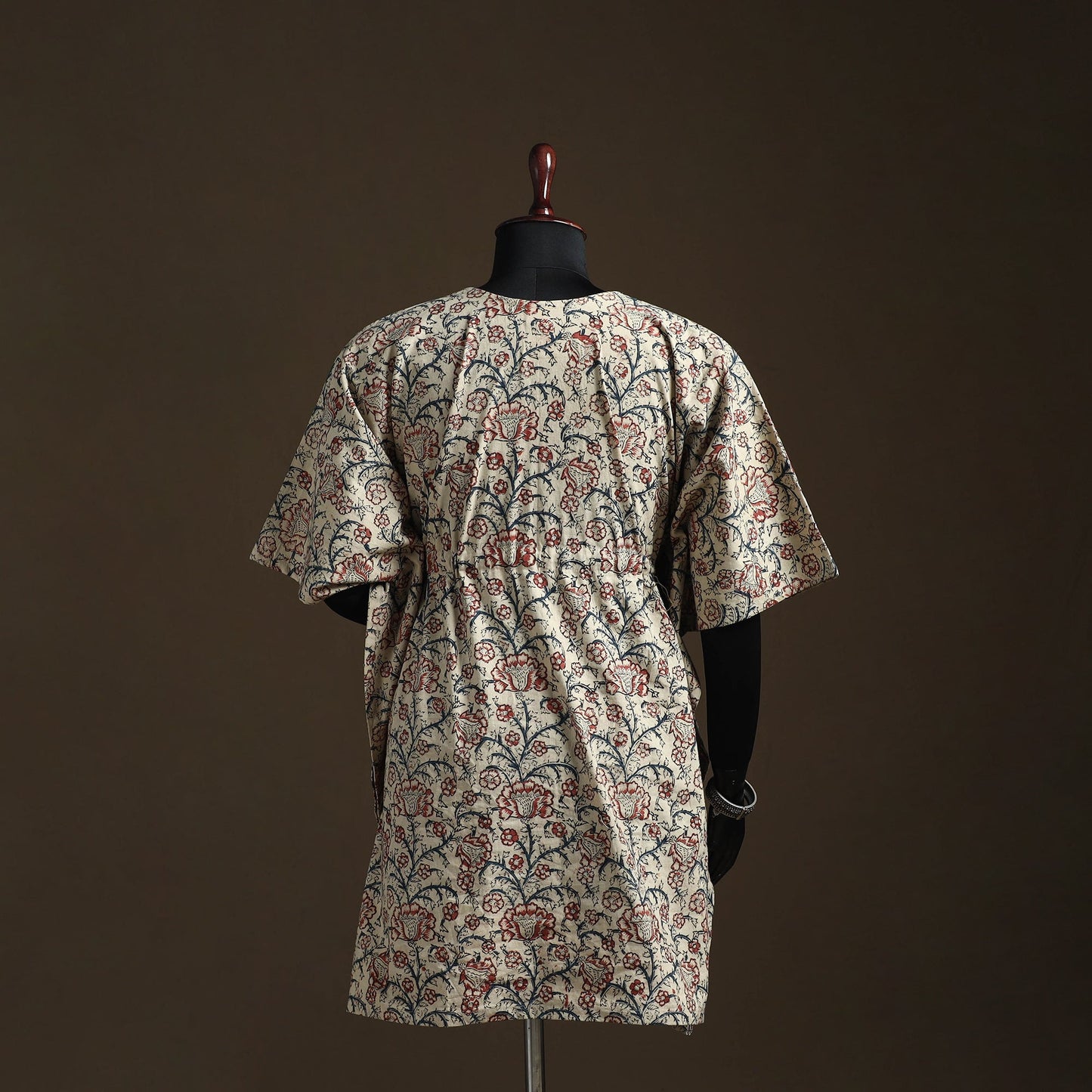 Natural dyed hand block kalamkari print cotton kaftan