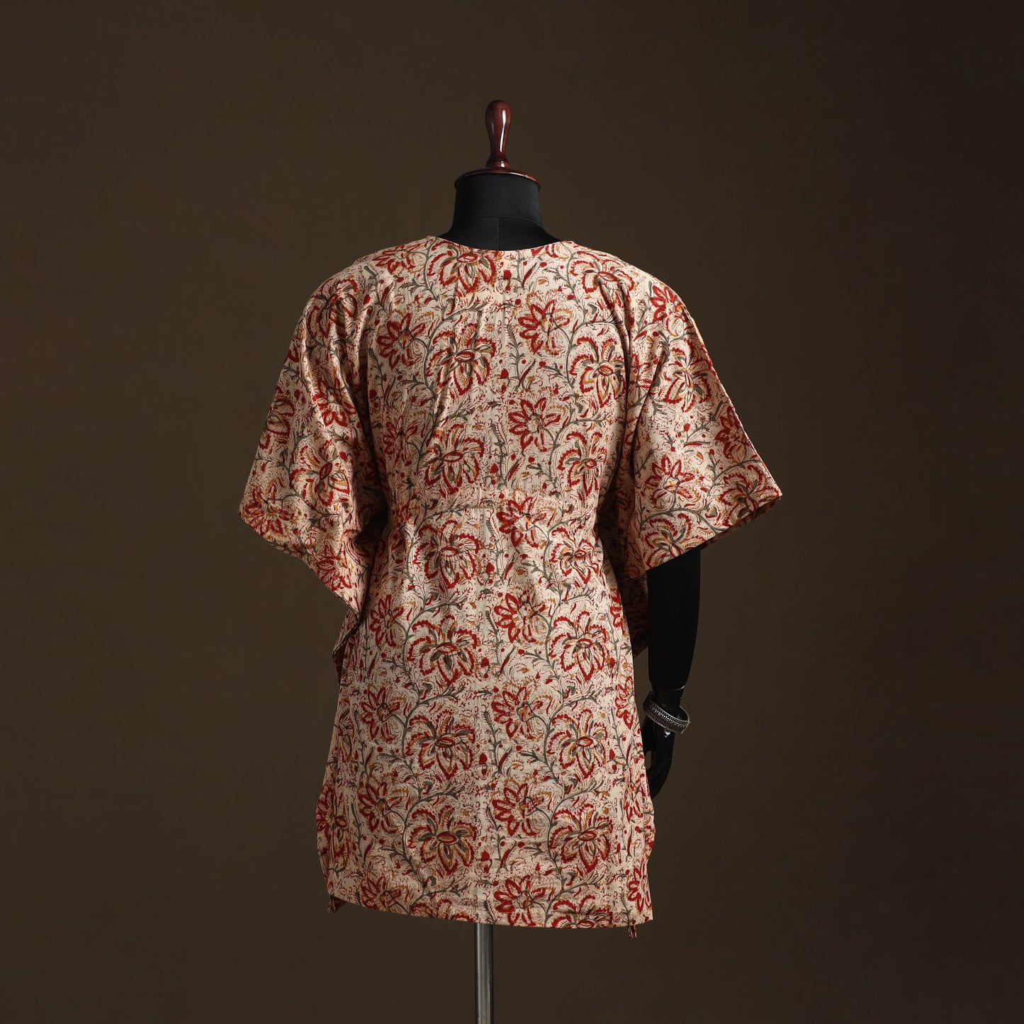 Natural dyed hand block kalamkari print cotton kaftan