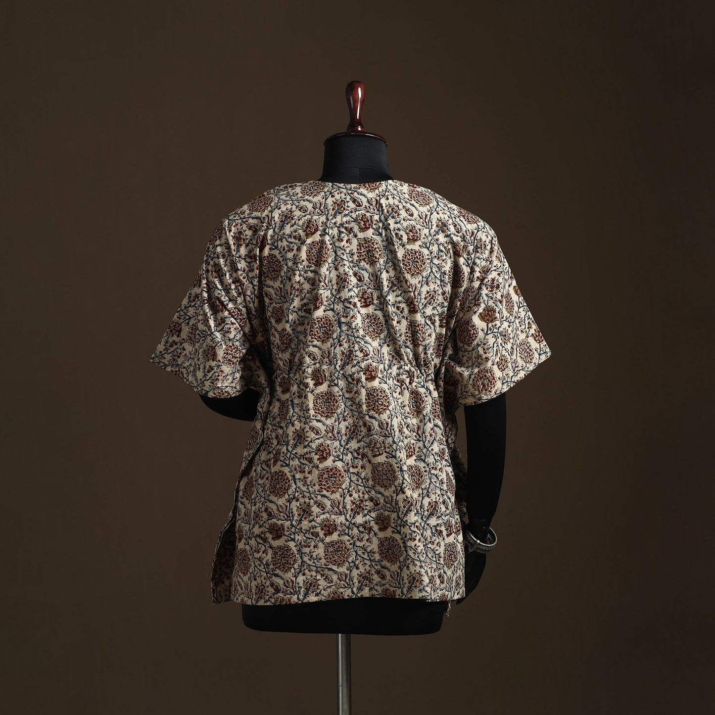 Natural dyed hand block kalamkari print cotton kaftan