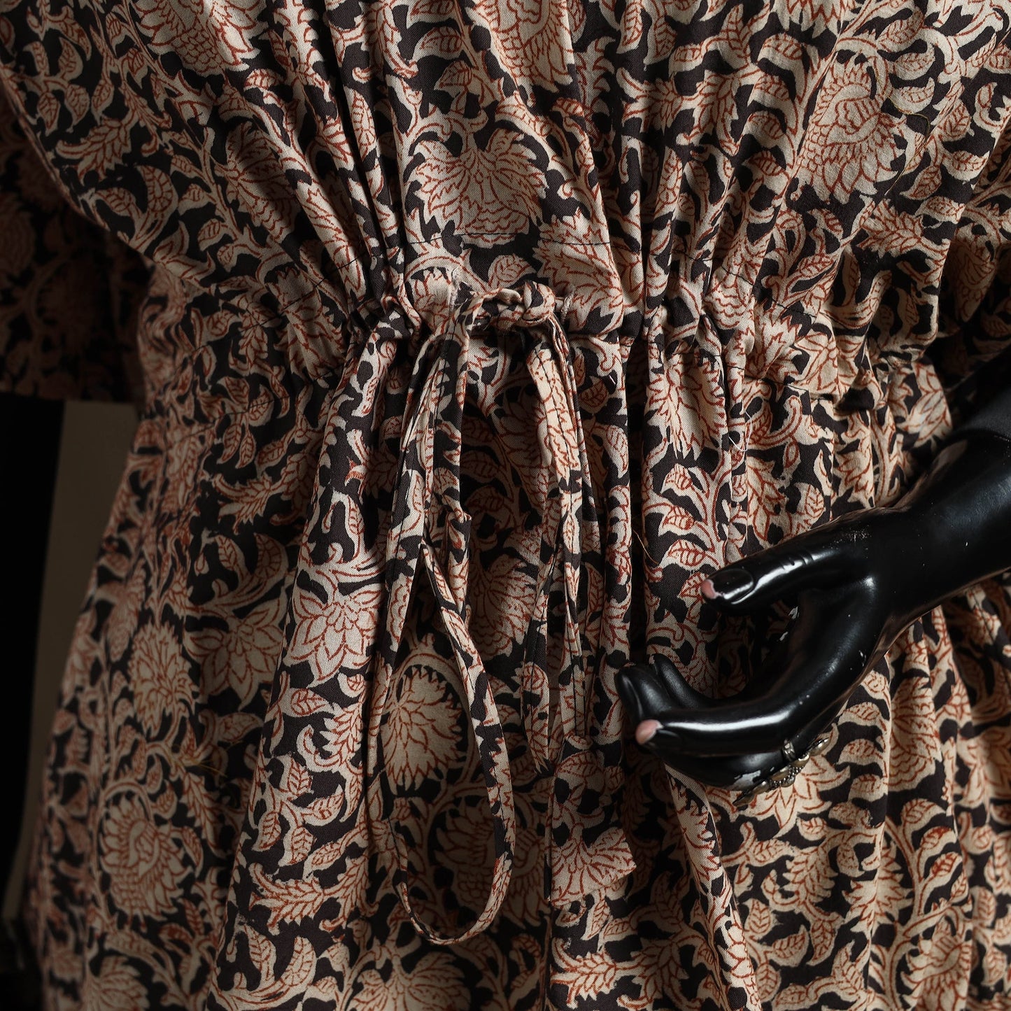 Natural dyed hand block kalamkari print cotton kaftan