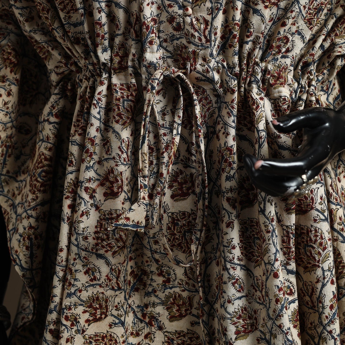 Natural dyed hand block kalamkari print cotton kaftan