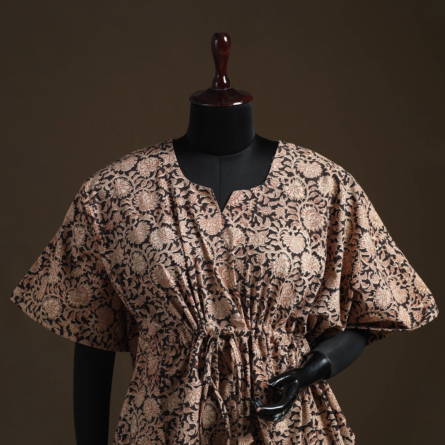 Natural dyed hand block kalamkari print cotton kaftan