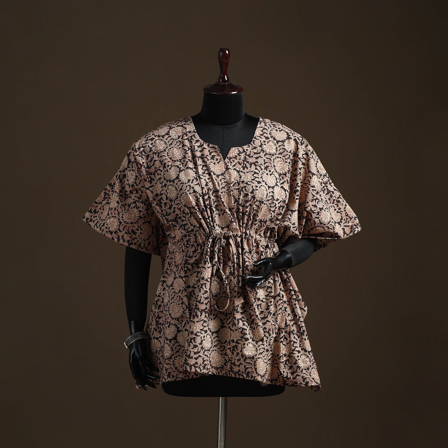 Natural dyed hand block kalamkari print cotton kaftan